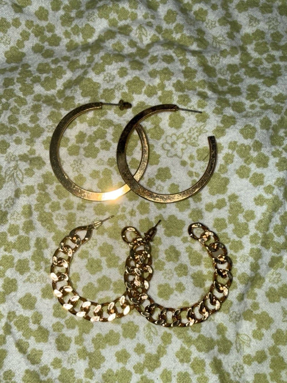Gold Hoop Earrings Set - Classic & Chainlink Styles